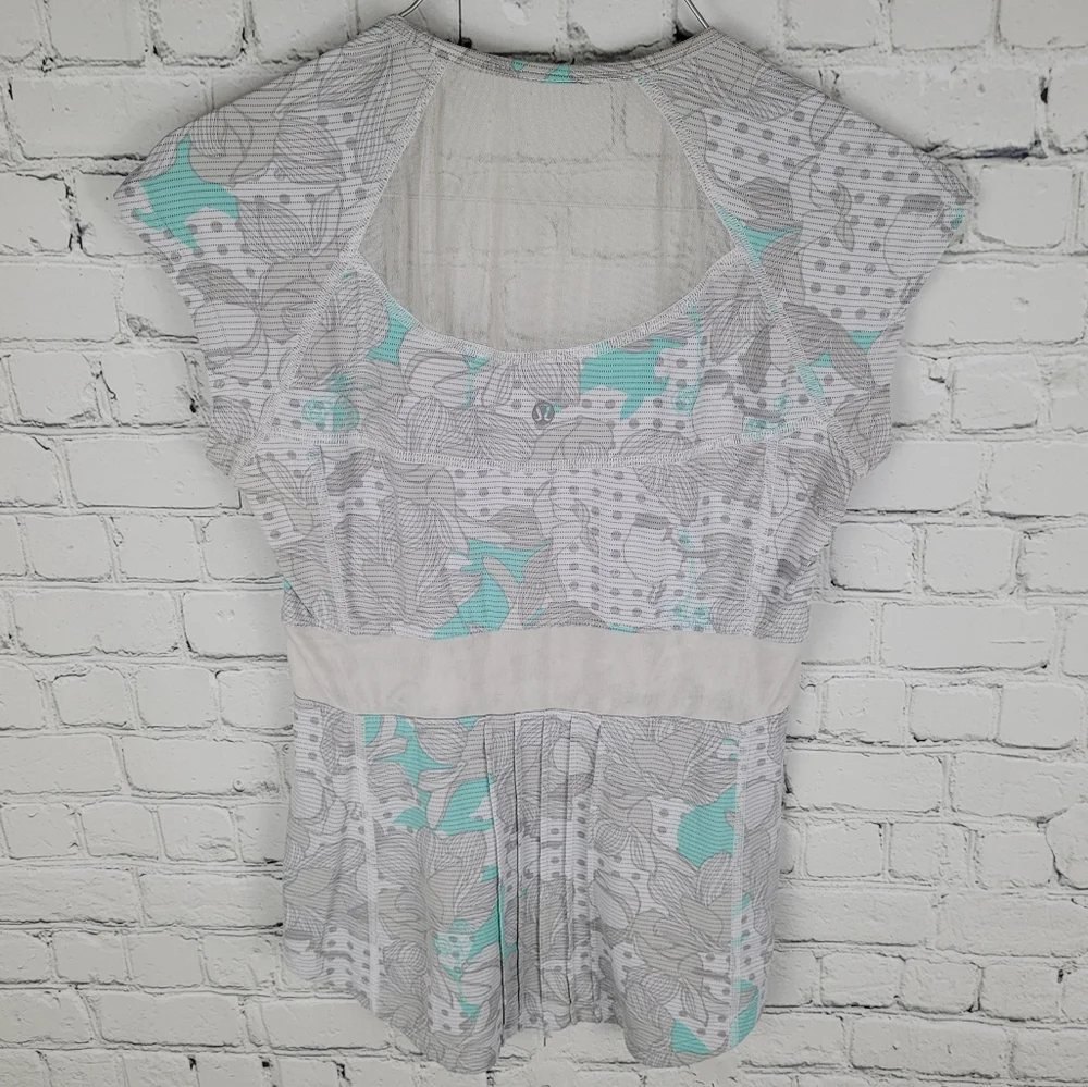 LULULEMON | floral polkadot cap sleeve sheer workout athletic top - Picture 5 of 6